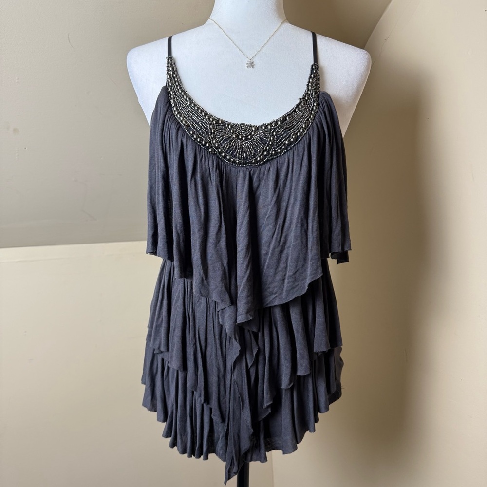 Streetwear Society Charcoal Tank Top Y2K Going Out Embellished Size Medium‎